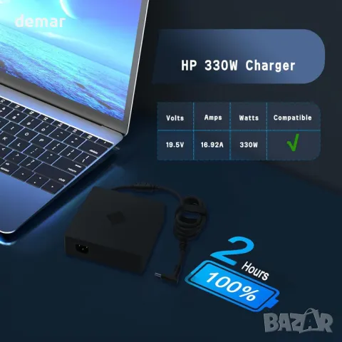 330W интелигентен променливотоков захранващ адаптер, съвместим с геймърски лаптоп HP OMEN, снимка 4 - Части за лаптопи - 48417896