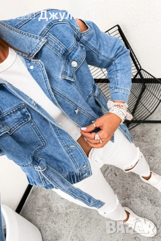 Уникално дънково яке с изрязани панели, снимка 11 - Якета - 53864324