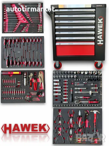 Професионален шкаф с инструменти HAWEK 261 части – HW261