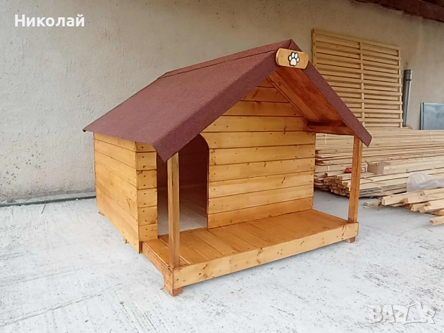 Голяма къща за кучета с веранда, за две кучета кучешка къща , къща от дърво за куче кученца, снимка 3 - За кучета - 52238581