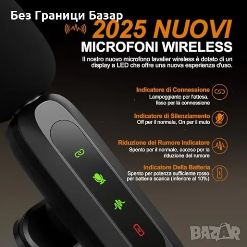Нов Професионален безжичен микрофон с LED дисплей - iOS и Android, снимка 7 - Други - 48682487