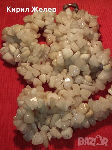 ПРЕКРАСНО КОЛИЕ ОГЪРЛИЦА от НАТУРАЛЕН БЯЛ ОПАЛ КАМЪЧЕТА РЪЧНО НАНИЗАНИ 34675, снимка 3 - Колиета, медальони, синджири - 39190636