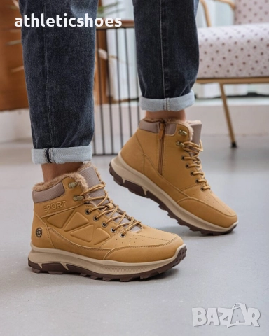 Мъжки зимни боти със цип в черно и бежово, снимка 4 - Мъжки боти - 52166011