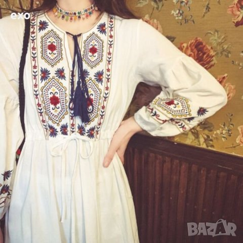 Елегантна лятна рокля, лятна рокля с бродерия, Лятна рокля памук, снимка 2 - Рокли - 41057357