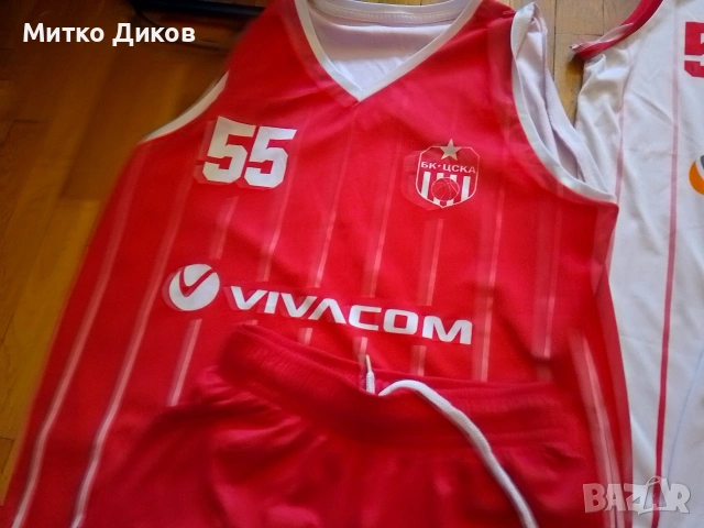 ЦСКА София баскетболен екип отличен #55 Петров размер М два броя шорти и тениска, снимка 3 - Баскетбол - 53800777