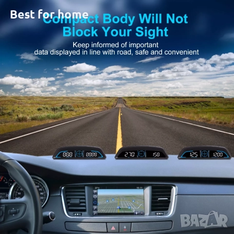 Универсален автомобилен HUD Head Up дисплей, цифров GPS скоростомер, снимка 5 - Аксесоари и консумативи - 52264618