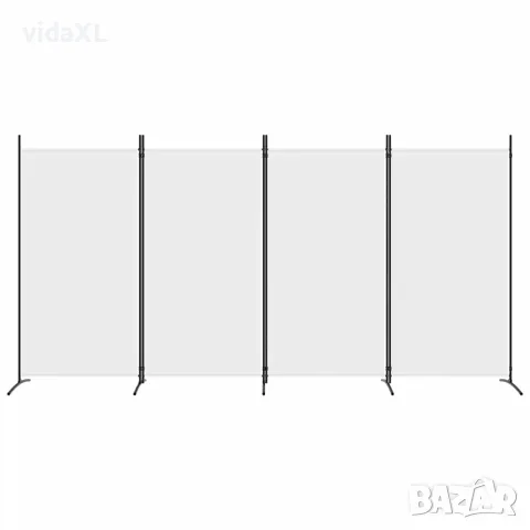 vidaXL Параван за стая, бял, 4 панела, 346x180 см, плат, снимка 3 - Паравани - 56147227