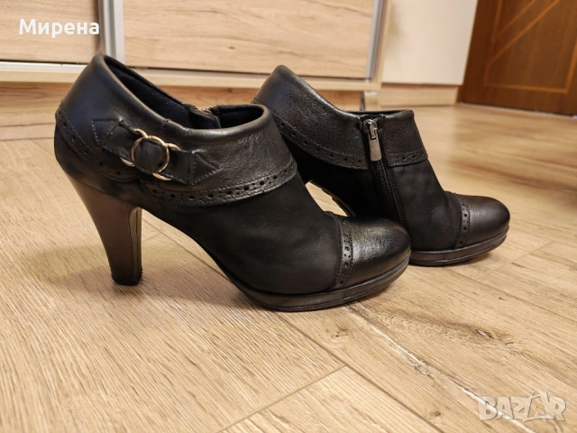 Елегантни затворени обувки от естествена кожа и набук, 38 номер, снимка 3 - Дамски обувки на ток - 53150060