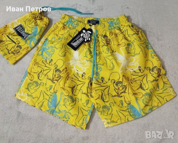 VILEBREQUIN 2023 нови мъжки бански панталонки шорти жълти с рисувани октоподи , снимка 2 - Бански - 40453607