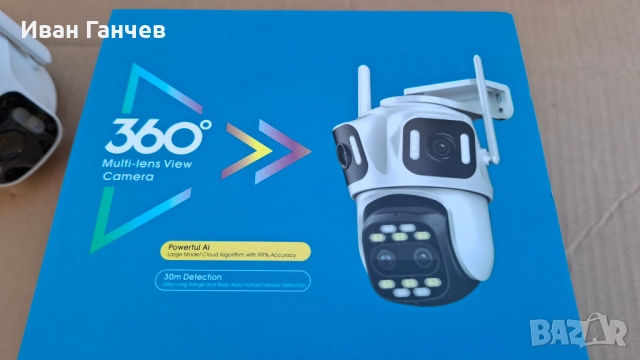 Тройна IP камера с WiFi приложение iCSee безжична камера 12MP ;НОВИ, снимка 4 - IP камери - 52774678