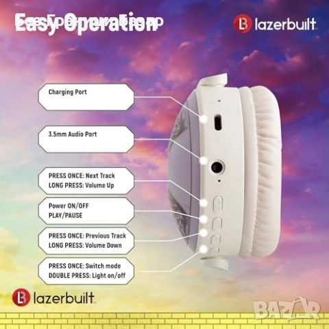 Нови детски 2 в 1 Bluetooth/Жични Слушалки с Микрофон MicroSD 10м Обхват LED, снимка 4 - Bluetooth слушалки - 53525722