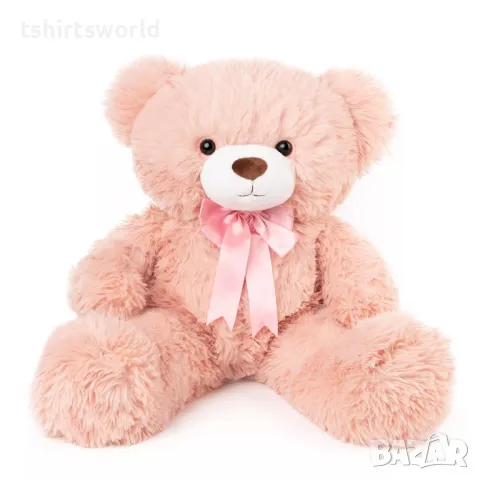 Ново голямо розово плюшено мече с панделка, 70см