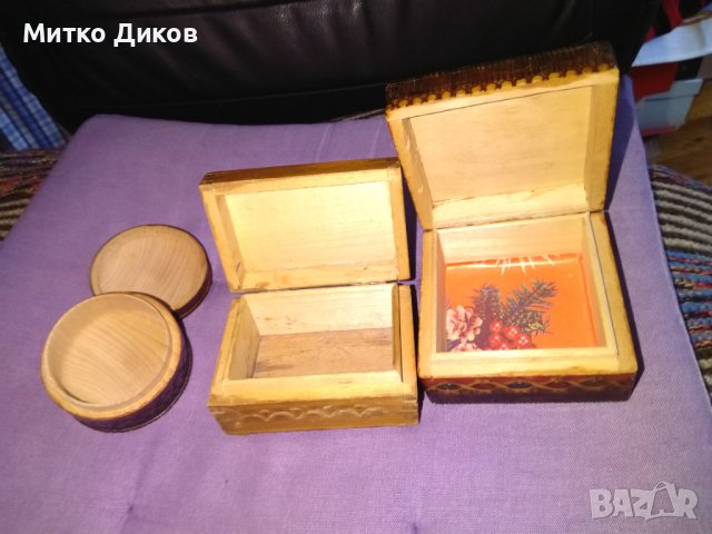 Малки дървени кутии от соца 3 броя за бижута и други, снимка 6 - Декорация за дома - 41781907