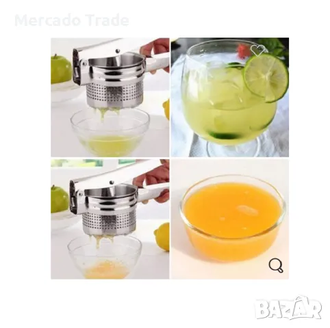 Преса за картофи, зеленчуци или плодове Mercado Trade,  Mетална, Сив , снимка 5 - Аксесоари за кухня - 49246772