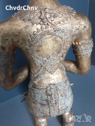 50см-8кг будистка фигура/стара азиатска-тайландска бронзова скулптура/статуетка на божество/ангел, снимка 11 - Антикварни и старинни предмети - 52457047