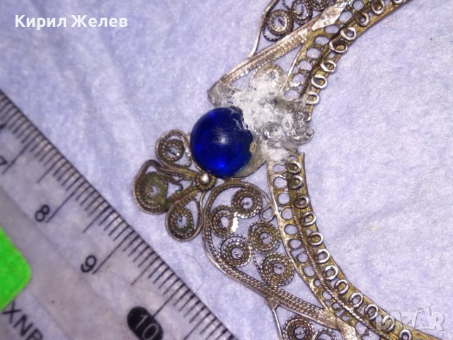 СТАРИННО СРЕБЪРНО УКРАШЕНИЕ ФИЛИГРАННО СРЕБРО ВИСОКА ПРОБА със ЗАЛЕПЕНИ по НЕГО СТАРИ КАМЪНИ 29137, снимка 10 - Антикварни и старинни предмети - 41638188