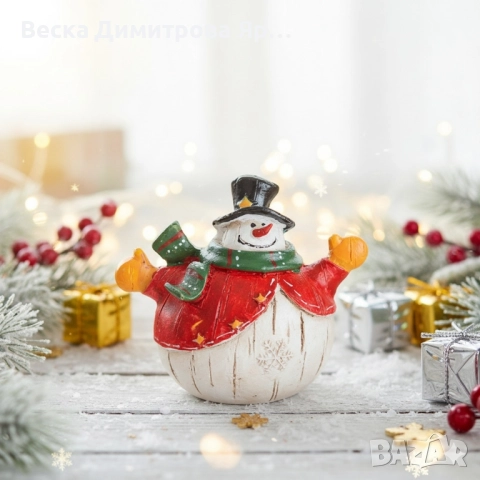 Коледни снежни човечета от полирезин – малка фигурка, идеална коледна украса за всеки дом, снимка 4 - Декорация за дома - 52477755