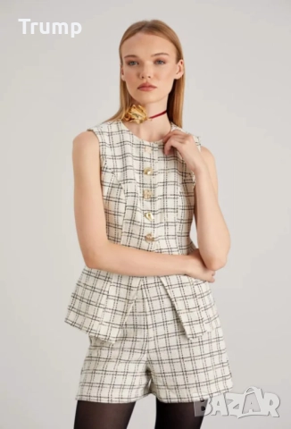 Елегантен комплект, жилетка с къс панталон , нежно ка.е , снимка 3 - Комплекти - 52285620