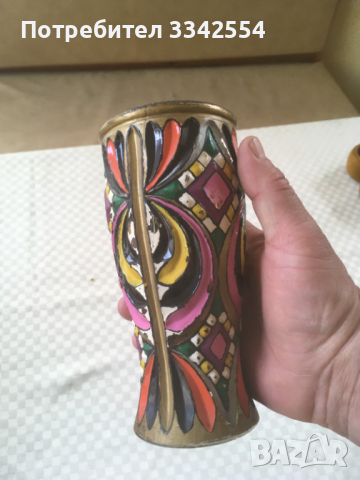 ВАЗА СТЪКЛО РИСУВАНО РЕЛЕФ, снимка 1