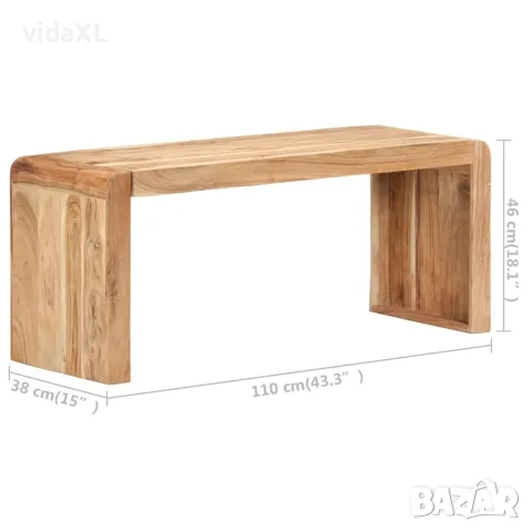 vidaXL Пейка, 110x38x46 cм, акация масив, снимка 6 - Дивани и мека мебел - 56149119
