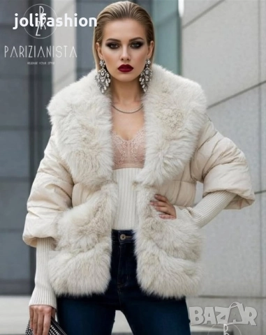 Дамско зимно яке с еко-яка