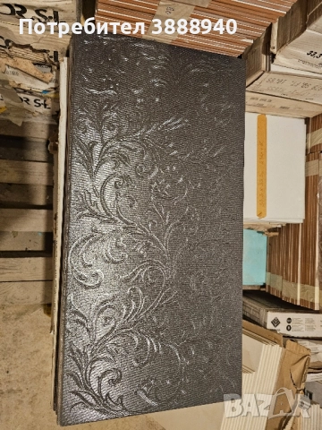 Гранитогресни плочки "Lafaenza"- черни/флорални/релефни, снимка 2 - Гранитогрес и плочки - 52361014