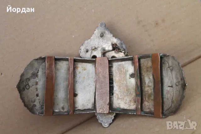 Сребърна пафта със зелен и черен емайл, снимка 12 - Антикварни и старинни предмети - 47281998