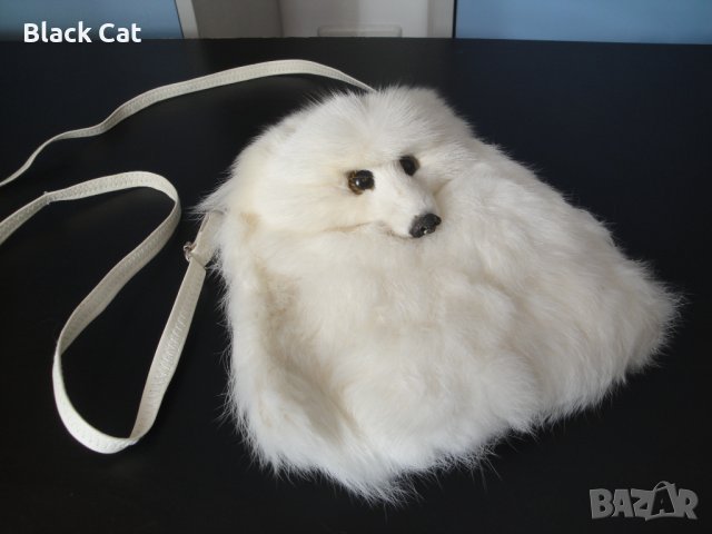 Нова луксозна кожена дамска чанта / раница, естествена кожа с косъм от бяла / полярна лисица, пух, снимка 4 - Чанти - 38707008