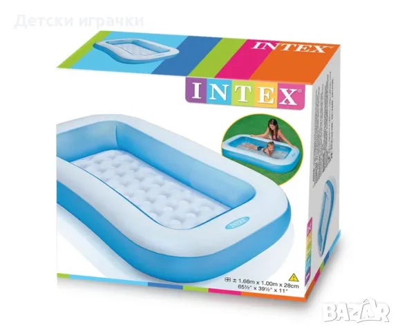 Детски басейн с меко дъно INTEX, 166 х 100 х 25 см, правоъгълен, снимка 5 - Басейни и аксесоари - 49923679