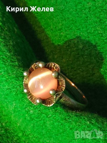 СРЕБЪРЕН АР ДЕКО СТИЛ СКЪПОЦЕНЕН ПРЪСТЕН СРЕБРО 925 с ШЛИФОВАН КАМЪК РОЗОВО КОТЕШКО ОКО 21661, снимка 17 - Пръстени - 41637842