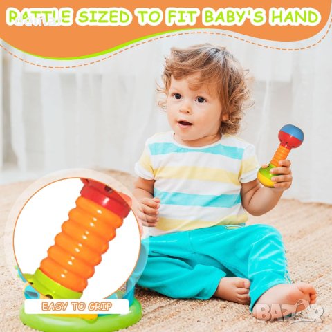 Комплект 11 образователни играчки с дрънкалки и гризалки за новородени за бебета 0-12 месеца, снимка 2 - Дрънкалки и чесалки - 44387478