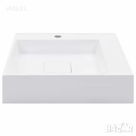 vidaXL Мивка, 50x50x12 см, минерална/мраморна отливка, бяла, снимка 3 - Мивки - 56146106
