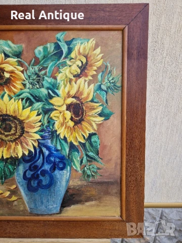 Страхотна антикварна авторска белгийска картина масло върху платно, снимка 4 - Антикварни и старинни предмети - 51050359