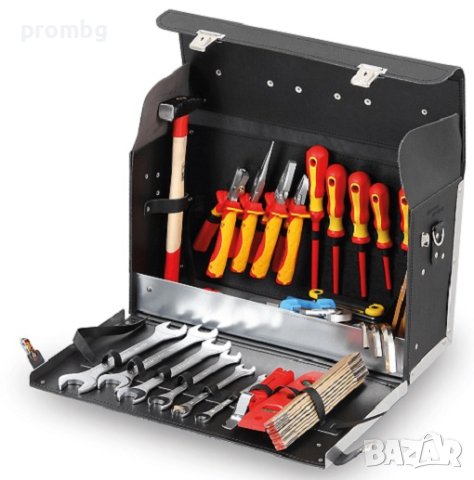 немски работен куфар за инструменти от естествена кожа, внос от Германия