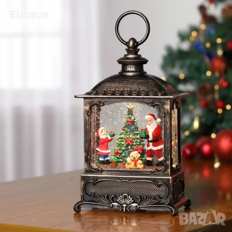 Коледен фенер с LED светлина, музика и таймер – празнична коледна декорация, снимка 2 - Декорация за дома - 52851152