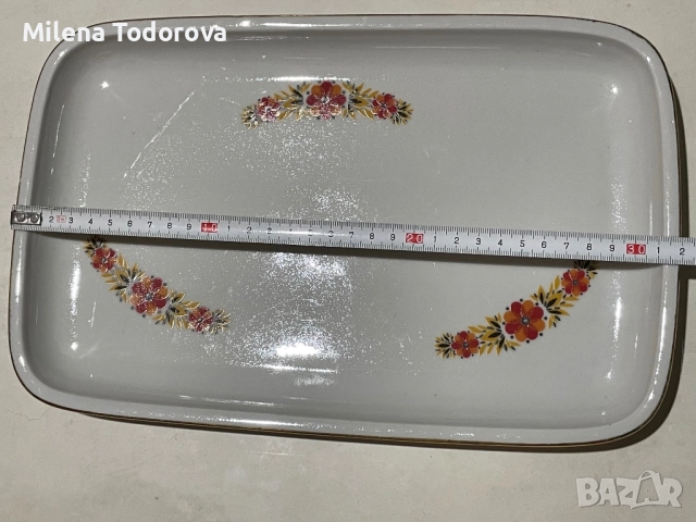  Голямо правоъгълно порцеланово плато с маркировка, снимка 2 - Чинии - 52599670