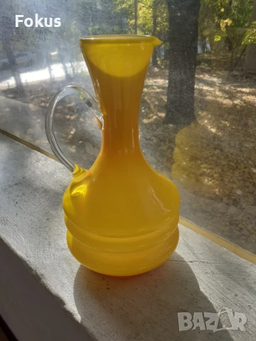 Невероятна жълта кана гарафа декантер, снимка 2 - Антикварни и старинни предмети - 51169391