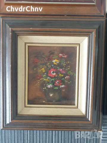 5бр авторски малки картини масло върху платно/дървени рамки 23-24-25см, снимка 2 - Картини - 51358358