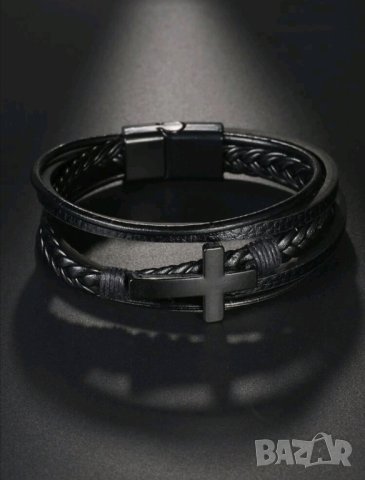 Луксозна мъжка гривна с кръст , снимка 2 - Други - 41780290