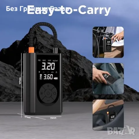 Нов Мощен компресор за гуми 150PSI, 8000mAh, LED дисплей, 12V Помпа кола, снимка 6 - Друга електроника - 48883166