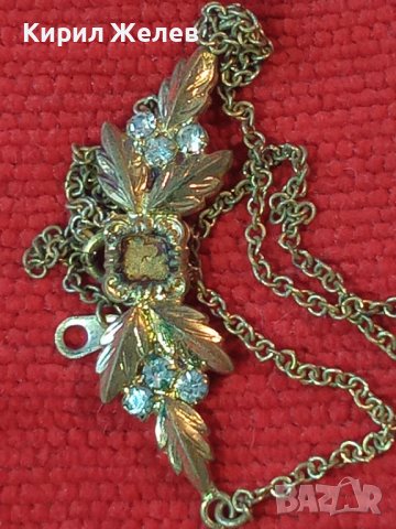 СТАРИННО БРОНЗОВО ПОЗЛАТЕНО ФЛОРАЛНО КОЛИЕ с инкрустирани циркони 19093, снимка 2 - Антикварни и старинни предмети - 35232419