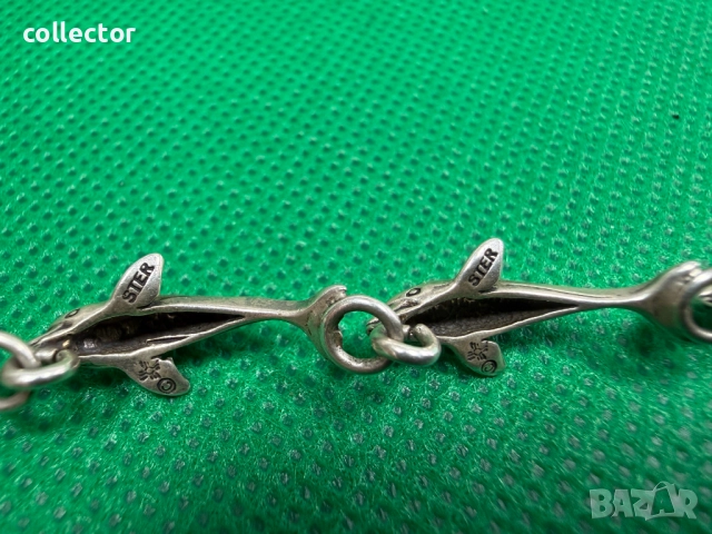 Дизайнерска сребърна гривна с делфини. №7764, снимка 9 - Гривни - 52827747