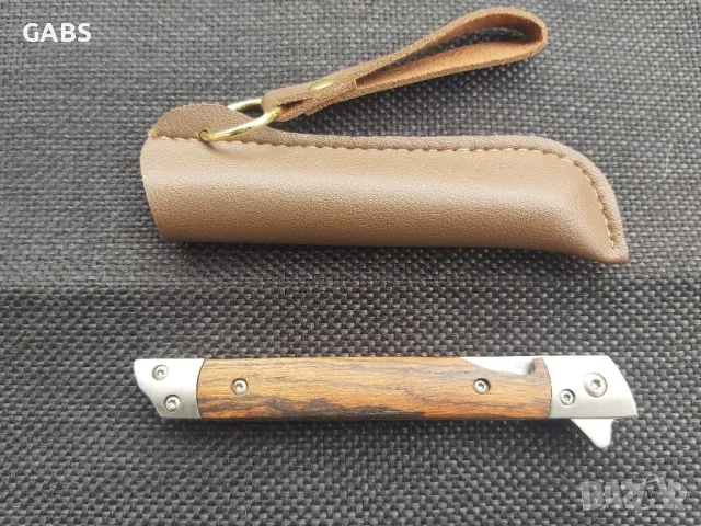 Сгъваем джобен нож M390 с дървена дръжка и кания, снимка 4 - Ножове - 49333758