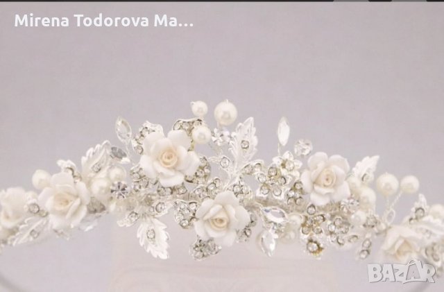  Сватбена тиара диадема във винтидж стил, снимка 3 - Сватбени аксесоари - 34578760