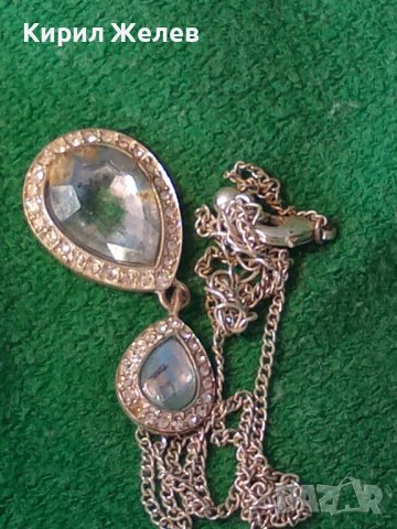 ПОСРЕБРЕН КРАСИВ НЕЖЕН МЕДАЛЬОН КОЛИЕ с ФАСЕТИРАН БОХЕМСКИ КРИСТАЛ 24349, снимка 3 - Колиета, медальони, синджири - 33962680