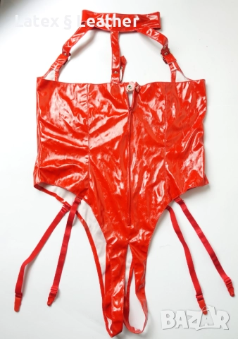 Червено лачено боди с отворени чашки и дъно, снимка 4 - Бельо - 52190741