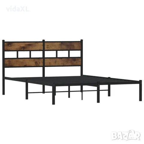 vidaXL Метална рамка за легло, без матрак, опушен дъб, 160x200 см, снимка 3 - Спални и легла - 56147484