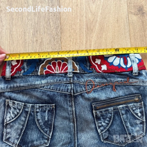 Desigual дамски слим дънки с бродерия размер 28, снимка 8 - Дънки - 53867981