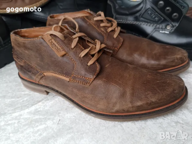 Ретро, арт, винтидж мъжки обувки половинки КАТО НОВИ BUGATTI original, 43 - 44,100% ЕСТЕСТВЕНА КОЖА, снимка 16 - Мъжки боти - 47825041