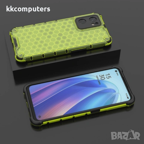OPPO Reno7 SE 5G Силиконов Калъф Honeycomb TPU и Протектор, снимка 4 - Калъфи, кейсове - 53074374